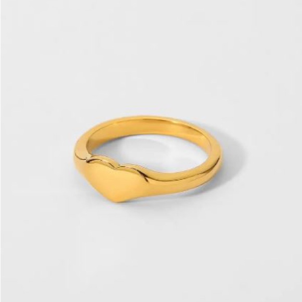 Gold Heart Ring No Tarnish Gold Tone Heart Signet Dainty Stackable Ring romantic